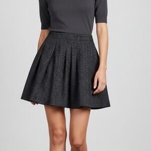 Banana Republic Navy Blue Jacquard Pleated Mini Skirt Size 4 Geometric Medallion